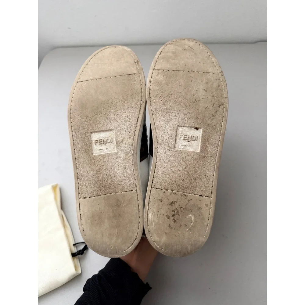 Fendi FF Logo Sneakers Womens 39 White Pre-owned Buckle Strap